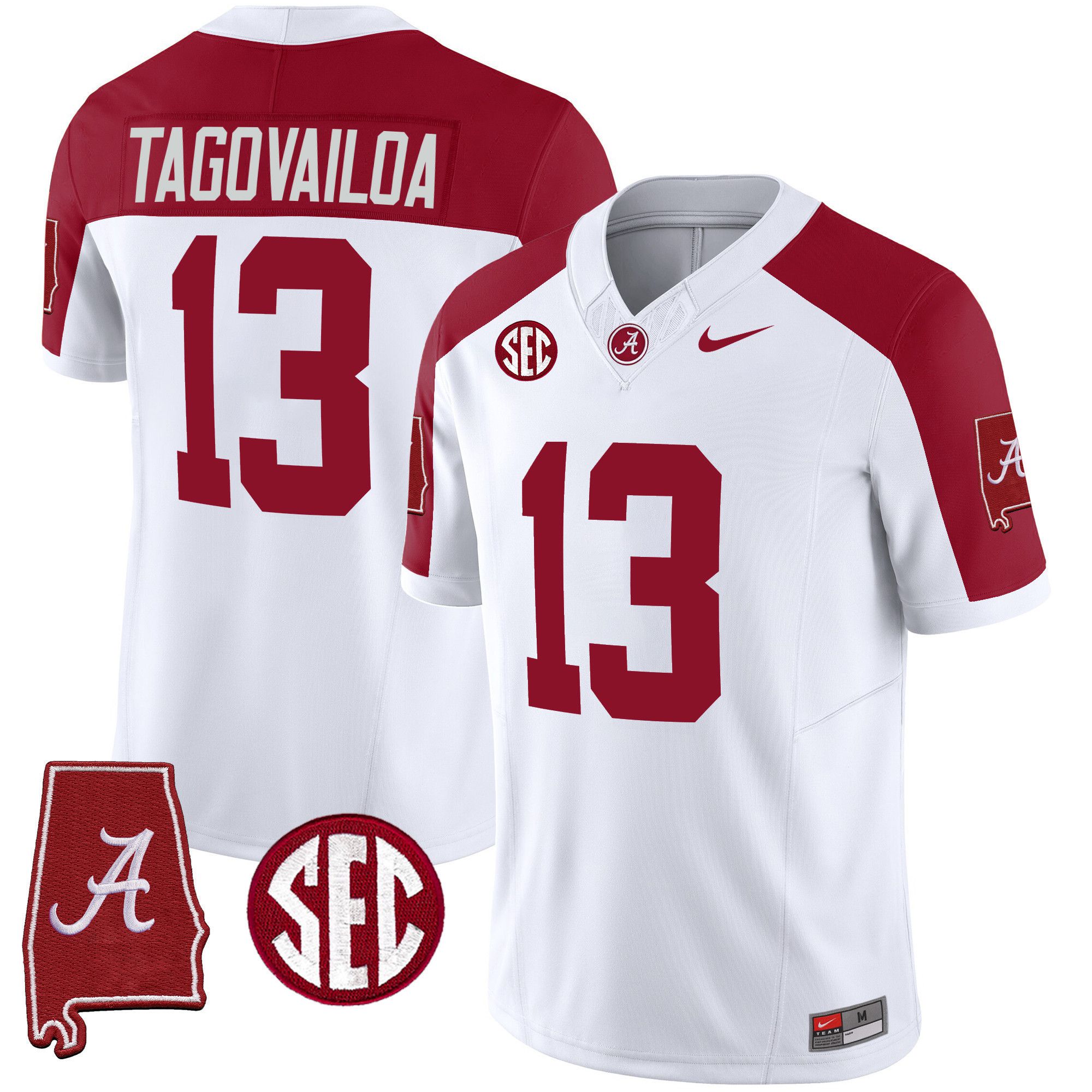 Men Alabama Crimson Tide #13 Tagovailoa White 2024 Nike Vapor Limited NCAA Jersey style 1